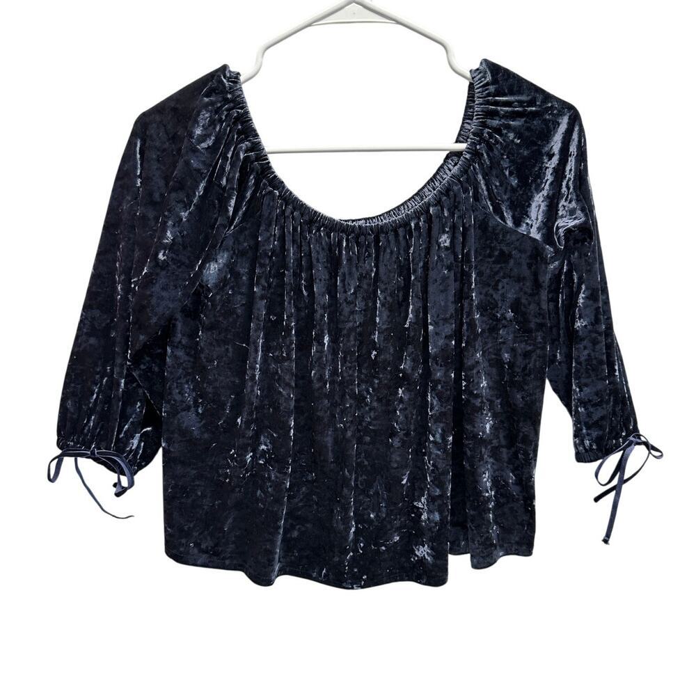 AEO Crushed Velvet‎ Off-Shoulder Peasant Top – Fairygrunge Coquette S
